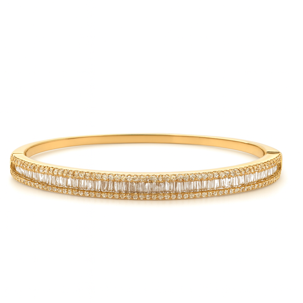 Baguette Diamond Bangle in Yellow Gold