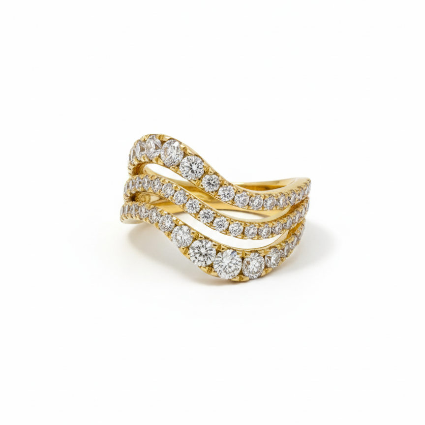 Triple Wave Diamond Ring