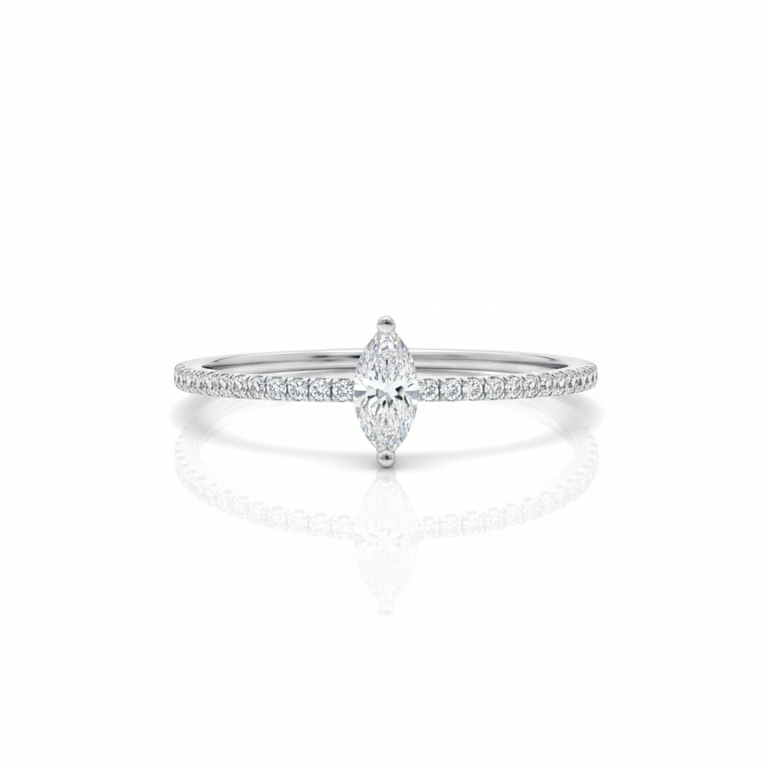 Trillion Mini Diamond Marquise Ring