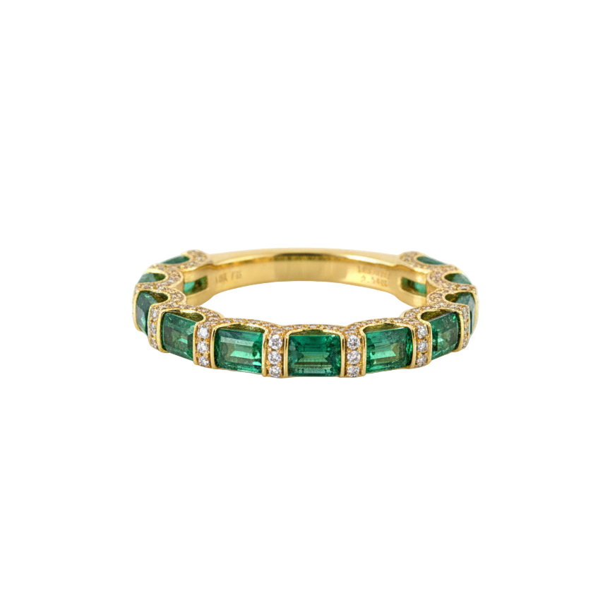 Emerald Diamond Pave Eternity Band