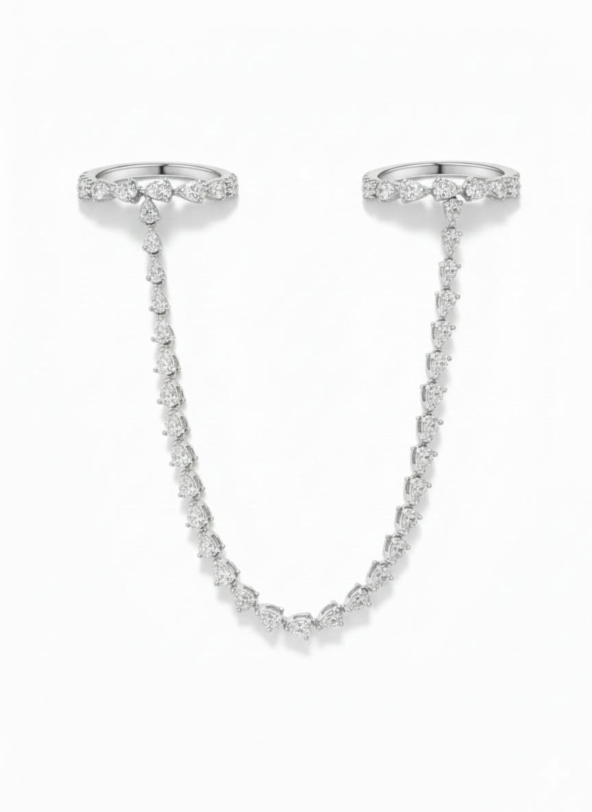 Double Pear Diamond Tennis Ring