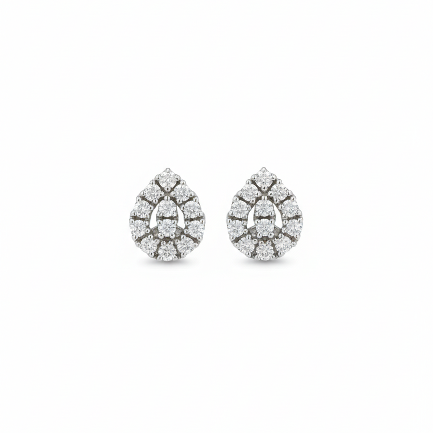 Diamond Cluster Pear Earrings