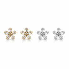 Load image into Gallery viewer, Flower Diamond Baguette Earrings
