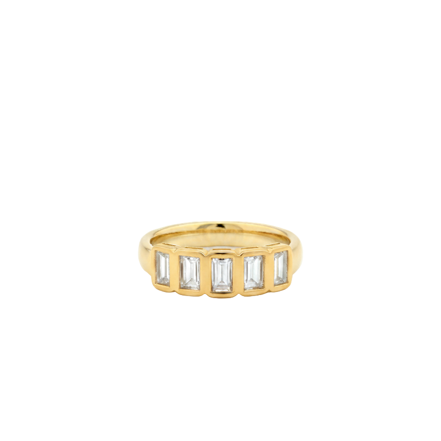 Bezel Emerald Cut Half Eternity Band