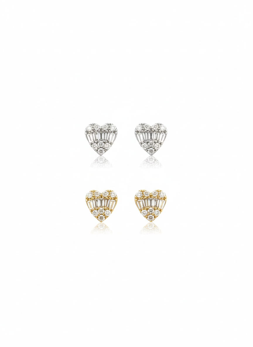 Heart Baguette Earrings