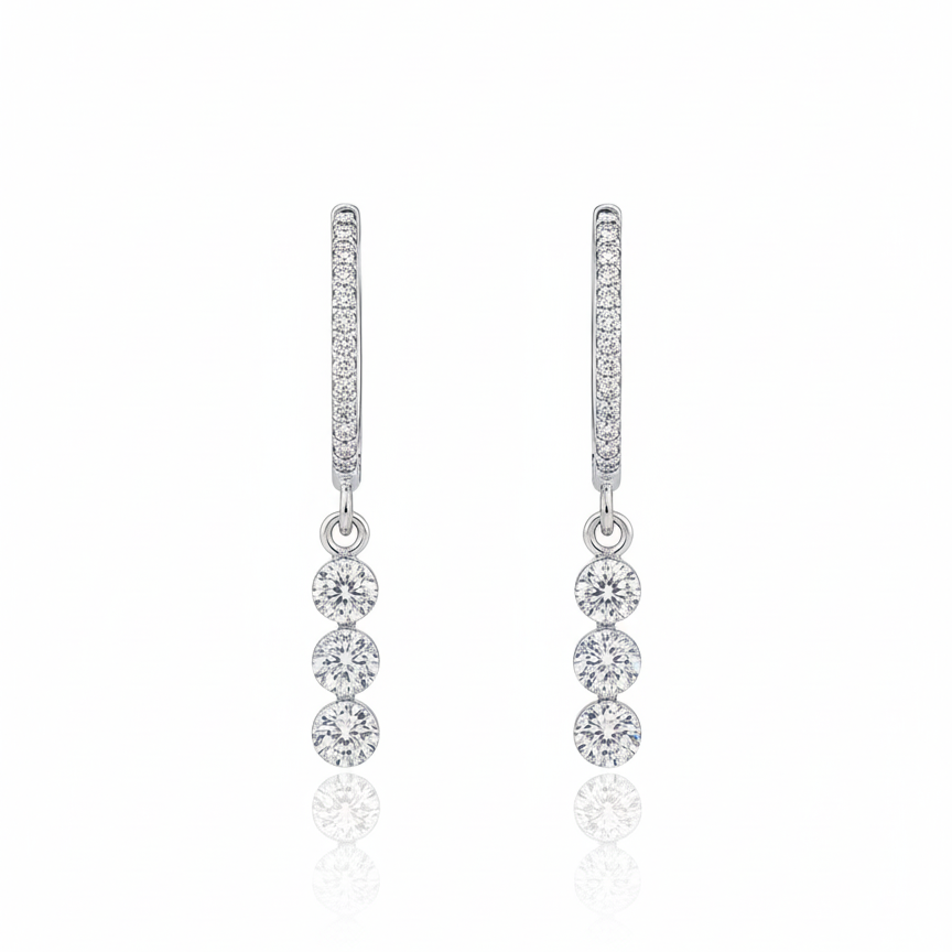 Diamond Triple Drop Hoop