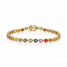 Load image into Gallery viewer, Pear Multi Color Sapphire Bezel Bracelet
