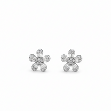 Load image into Gallery viewer, Flower Diamond Baguette Earrings
