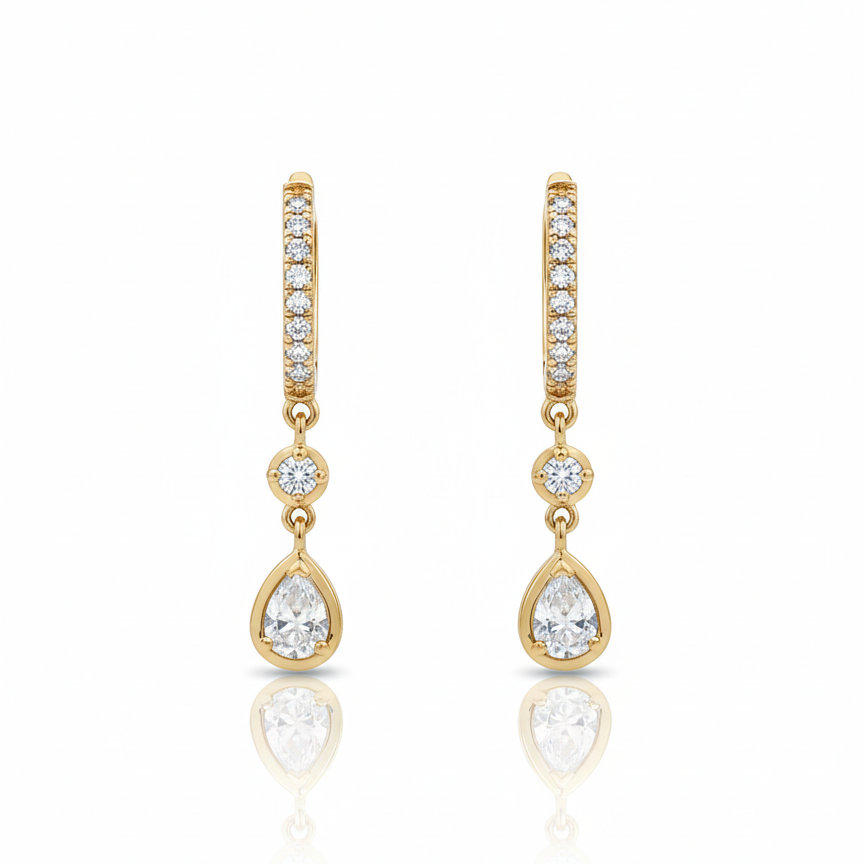 Hoop Diamond Drop Earrings
