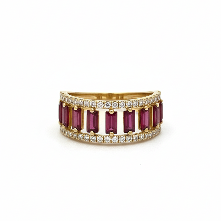 Ruby Baguette Diamond Ring