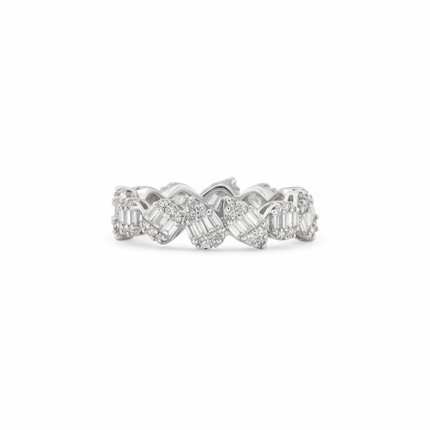 Multi Shape Diamond Illusion Ring in White Gold