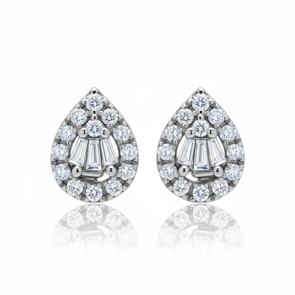 Diamond Cluster Pear Earrings