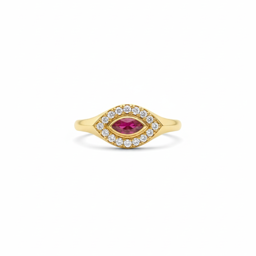 Ruby Marquise Diamond Pinky Ring