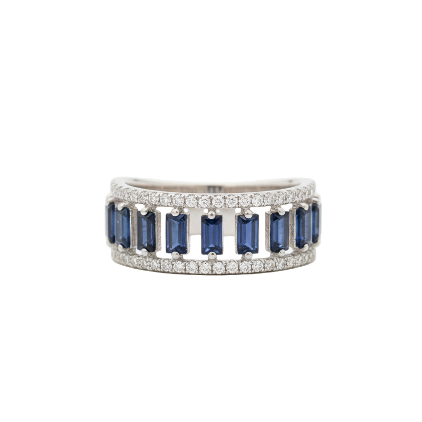 Sapphire Baguette Diamond Ring