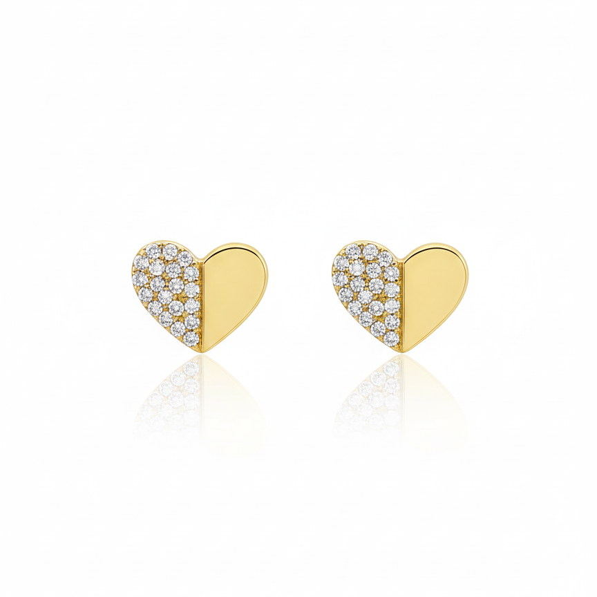 Half Heart Diamond Pave Earrings