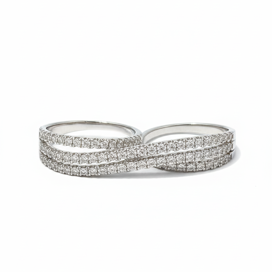 Double Finger Wavy Diamond Ring