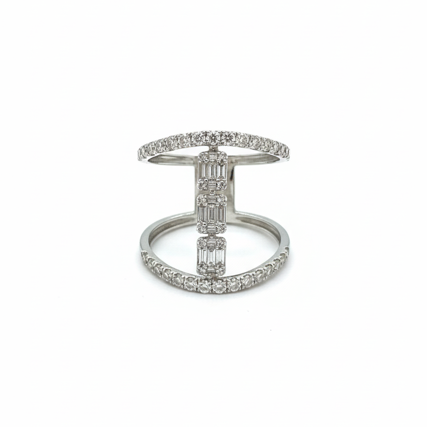 Double Diamond Illusion Emerald Cut Ring