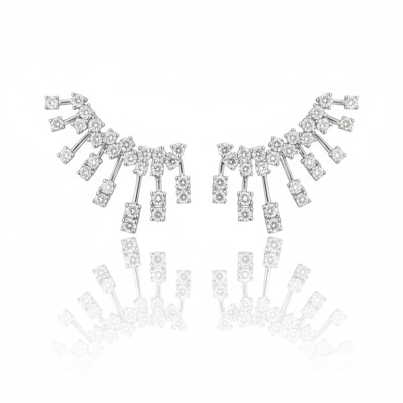 Diamond Starburst Crawler Earrings
