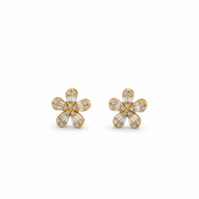 Load image into Gallery viewer, Flower Diamond Baguette Earrings
