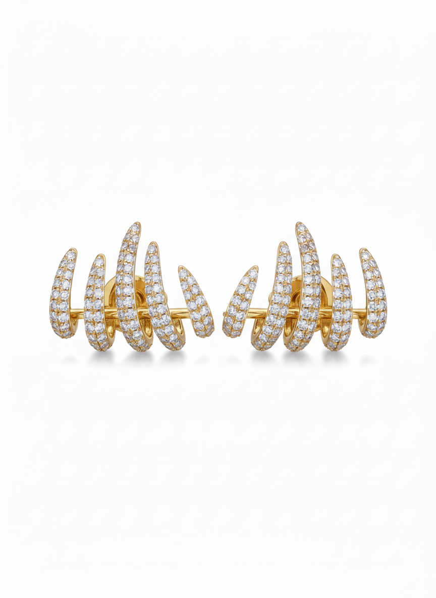 Large Claw Pave Diamond Earrings