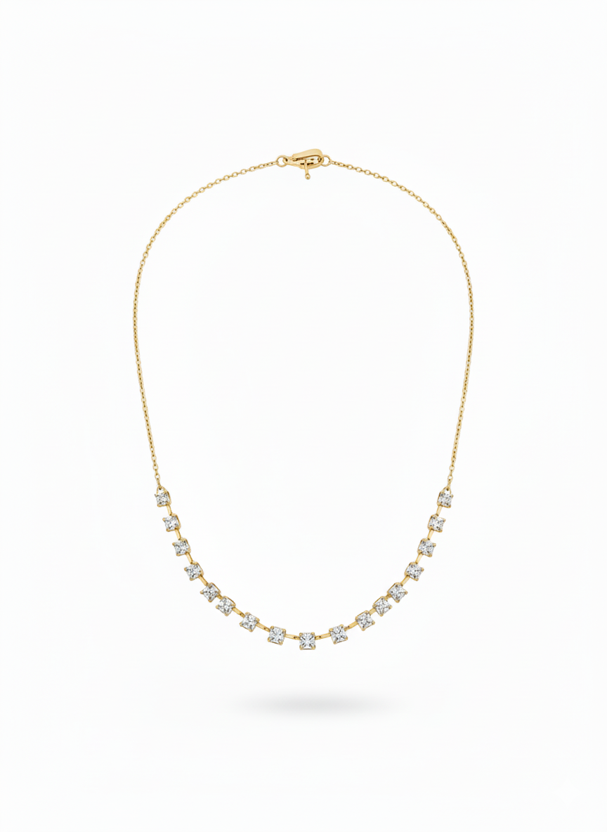 Half Graduating Diamond Tennis Necklace