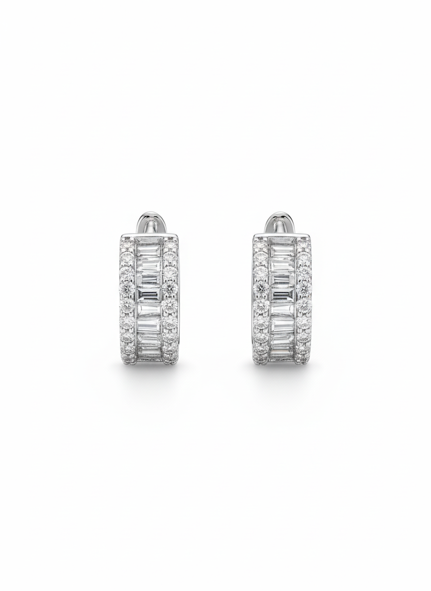 Baguette Diamond Hoops