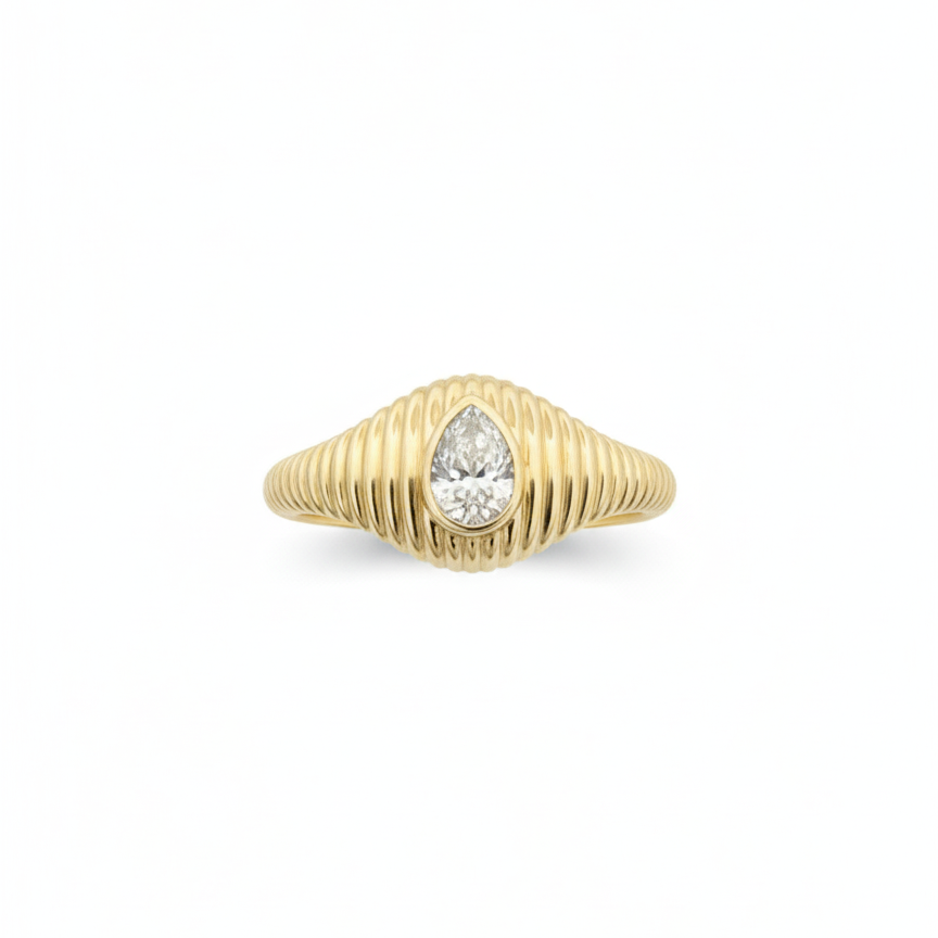 Pear Dome Diamond Ring
