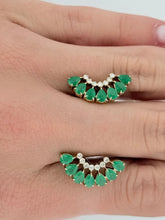 Load image into Gallery viewer, Emerald Fan Pears Diamond Earrings
