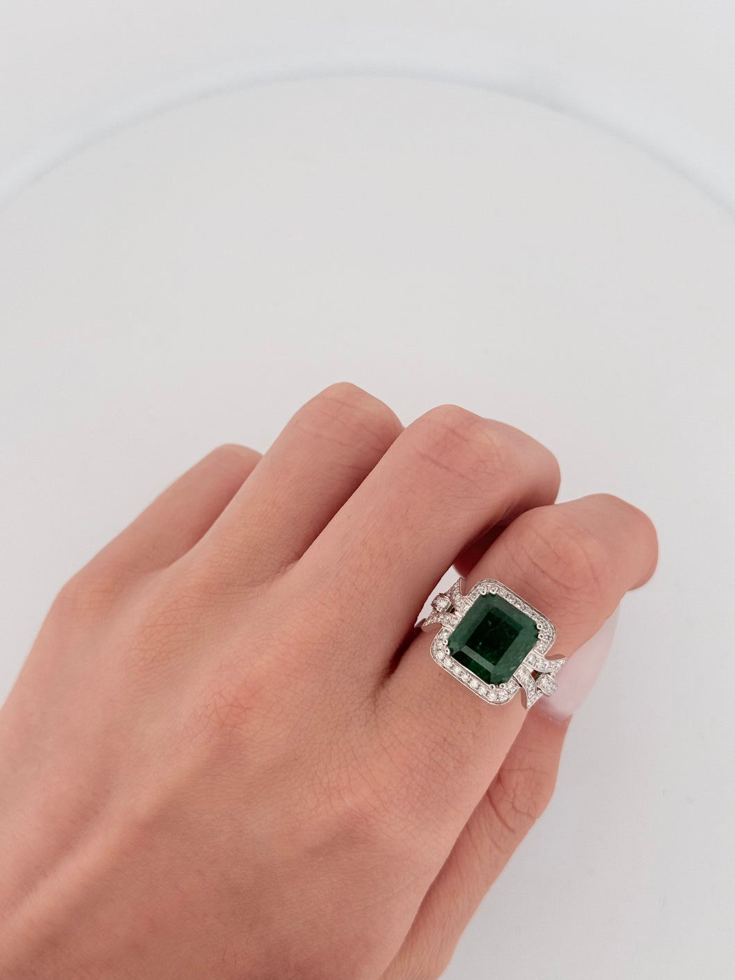 Emerald Large Diamond Pave Ring