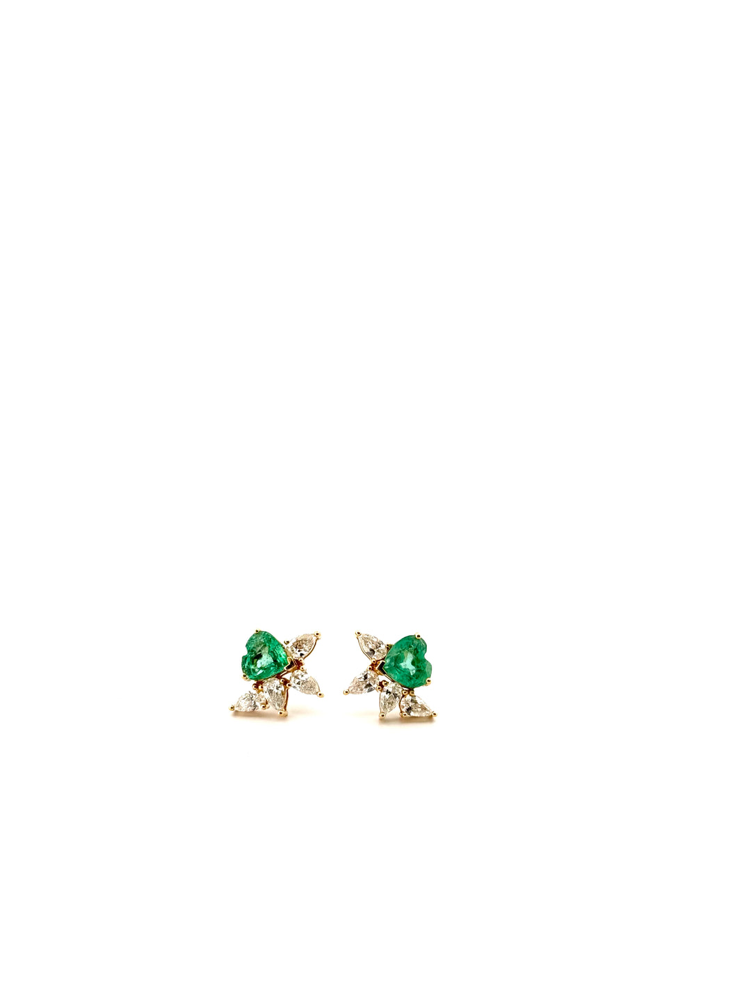 Emerald Heart Shape and Dimonds Earrings