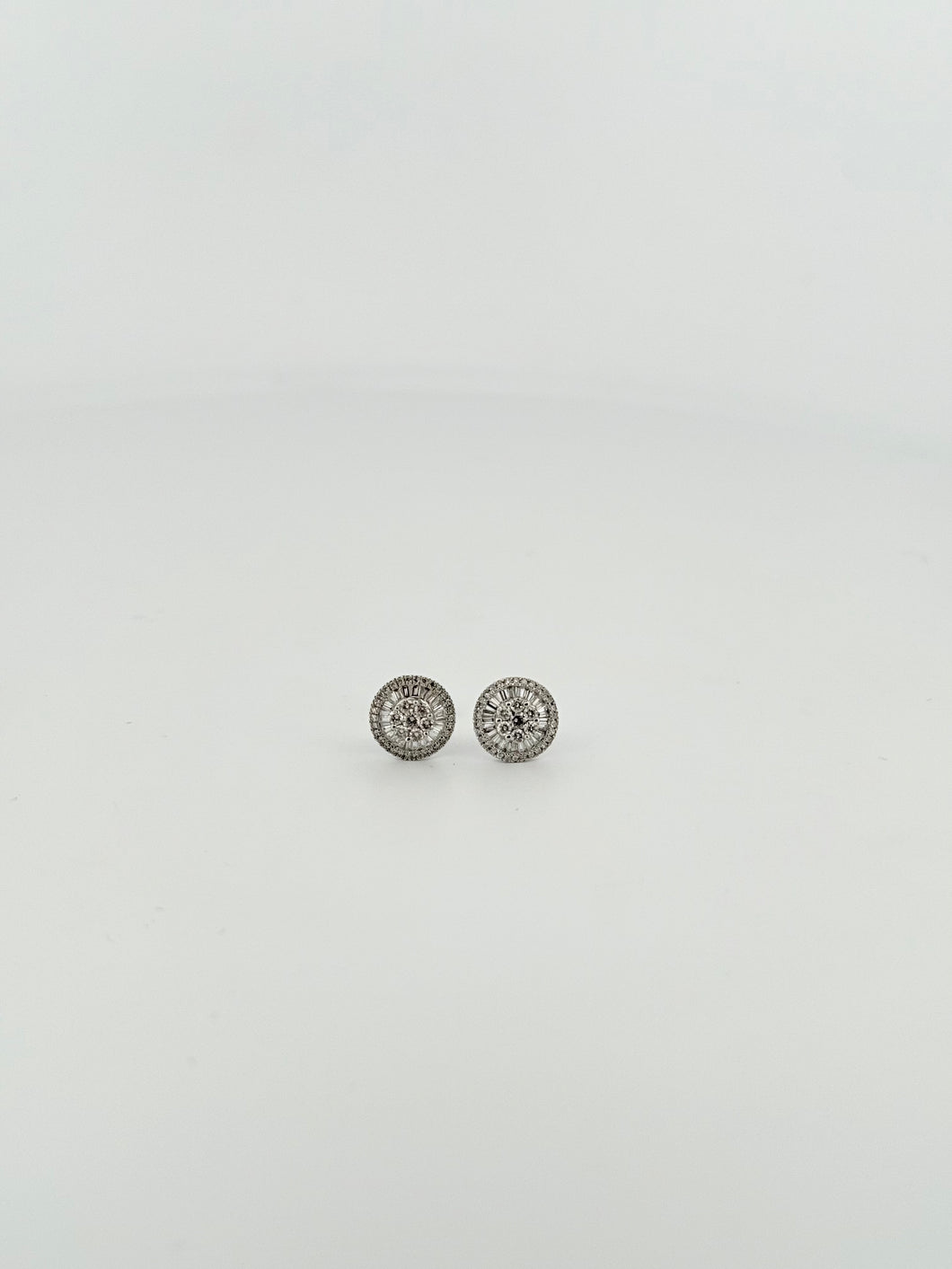 Baguette Diamond Round Earrings