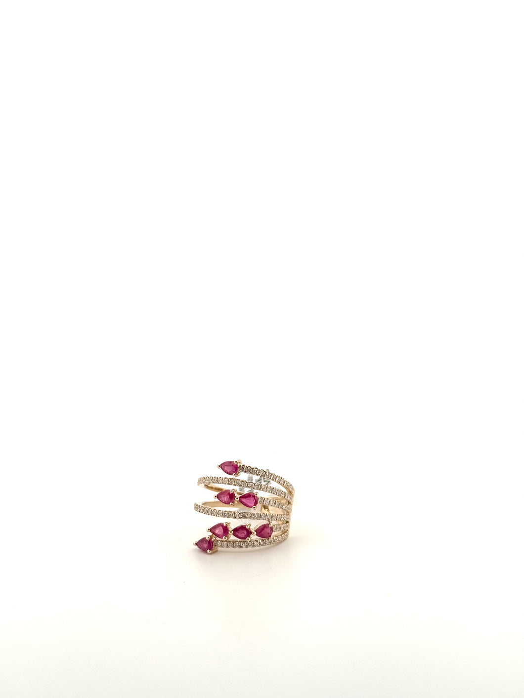 Diamond Pave Ring with Pear ruby