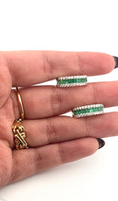 Load image into Gallery viewer, Emerald Hoops with Diamond Sides Earrings
