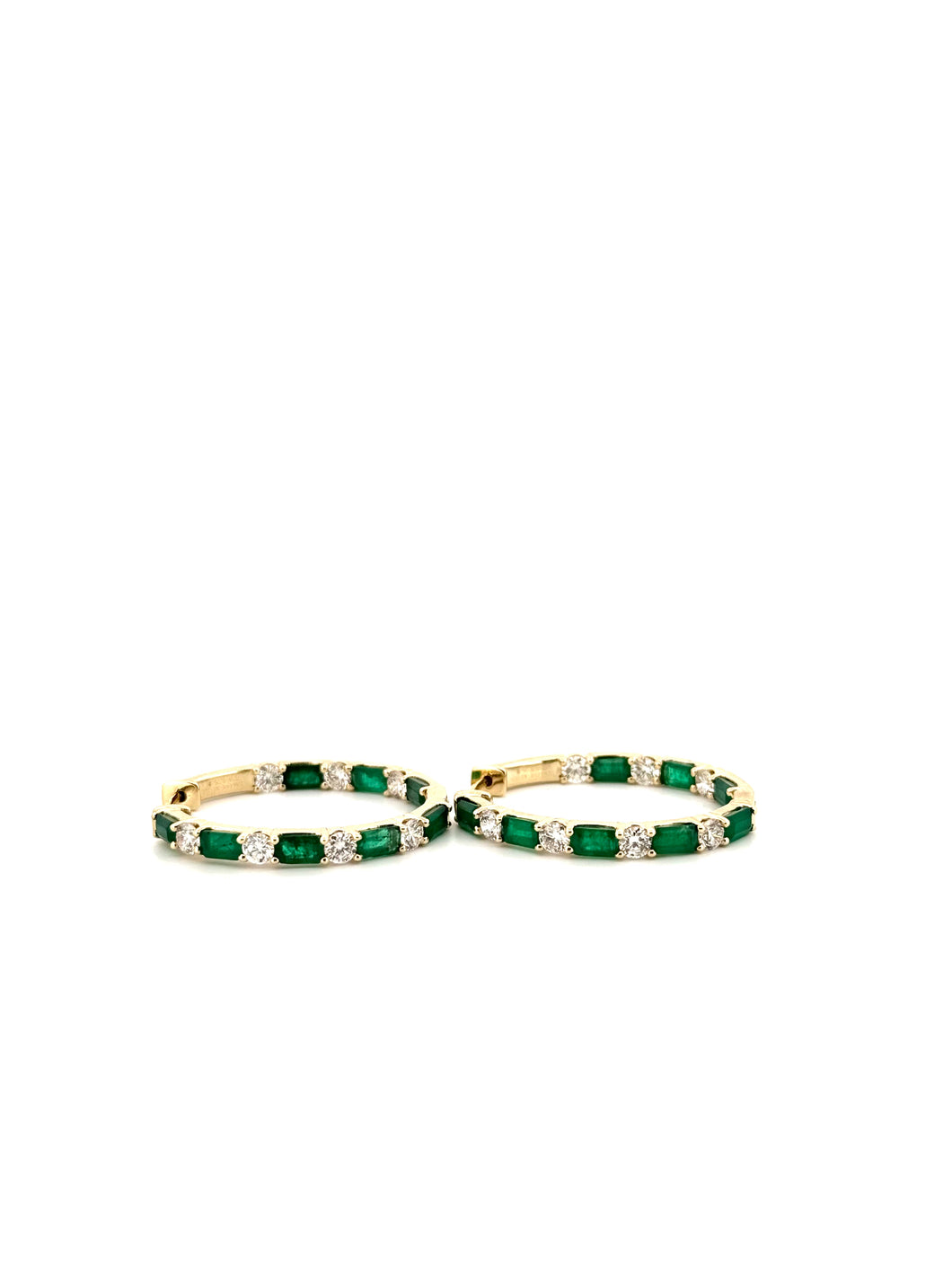 Emerald With Diamond Hoop Earrings