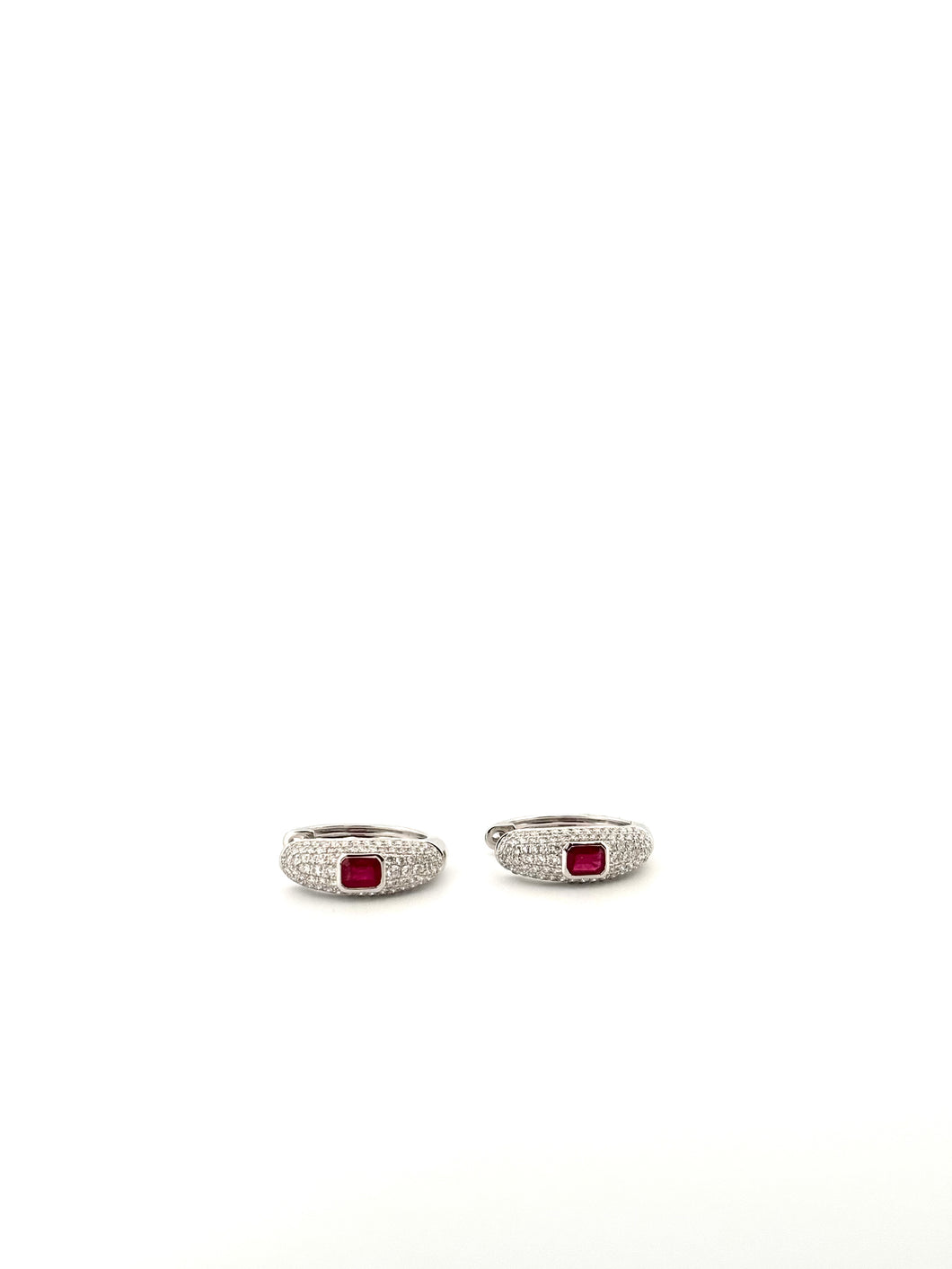 Pave Diamond Hoop with Ruby