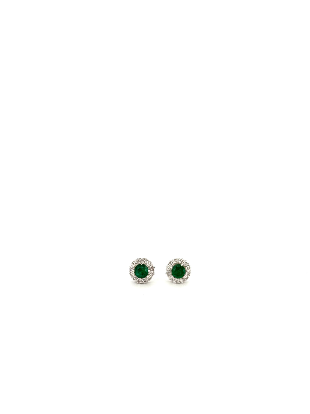 Emerald Stud Earrings with Diamonds