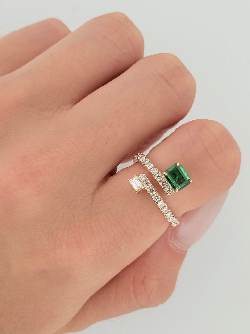 Emerald & Diamond Wrap Ring