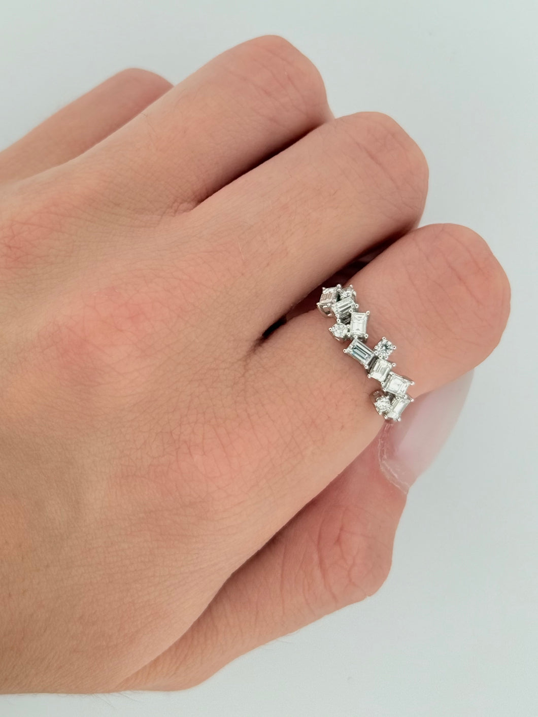 Round Emerald Cut Cluster Ring