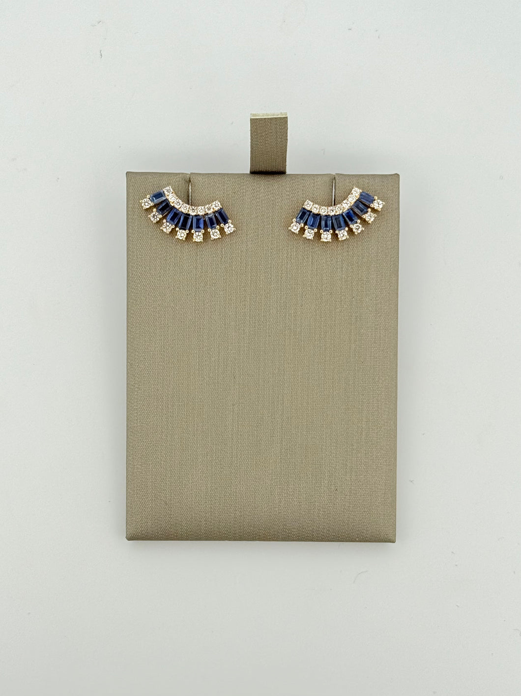 Sapphire Baguette Fan Diamond Earrings