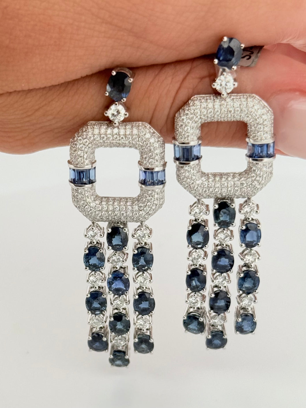 Sapphire Diamond Pave Chandelier Earrings