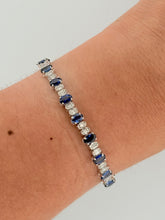 Load image into Gallery viewer, Gemstone Oval and Diamond Tennis Bracelet

