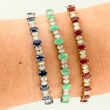 Load image into Gallery viewer, Gemstone Oval and Diamond Tennis Bracelet
