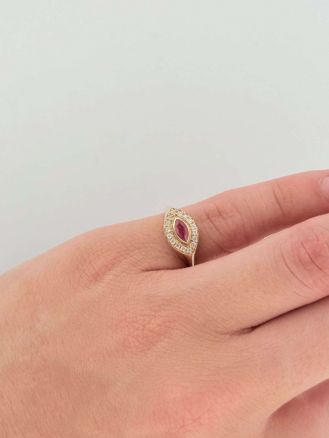 Ruby Marquise Diamond Pinky Ring