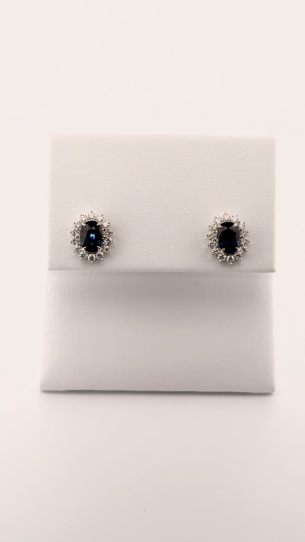 Sapphire Oval Diamond Halo Studs