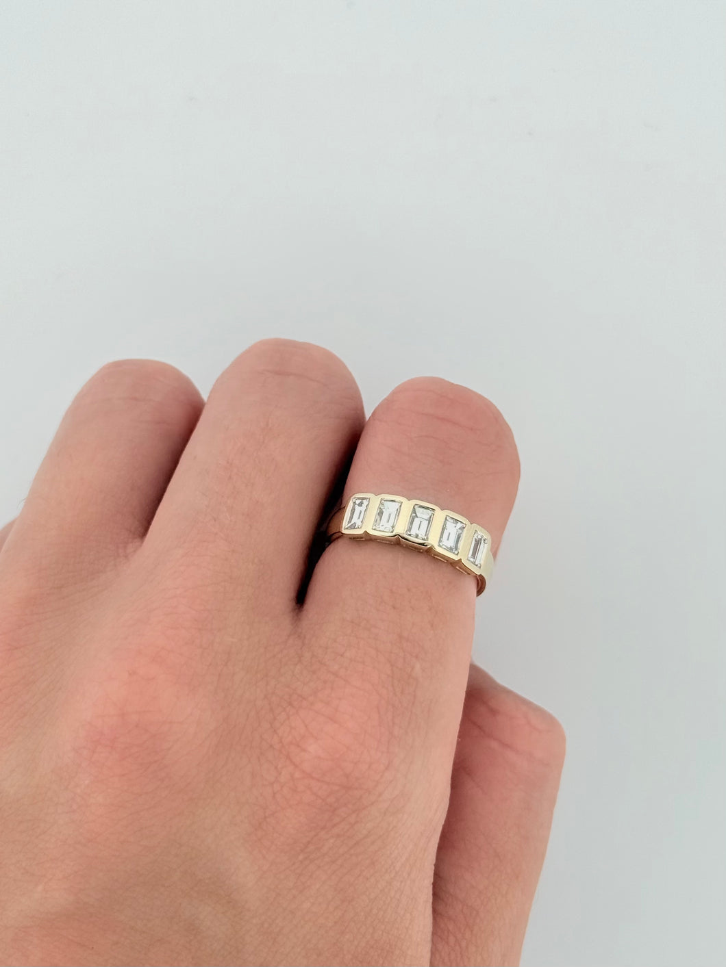 Bezel Emerald Cut Half Eternity Band