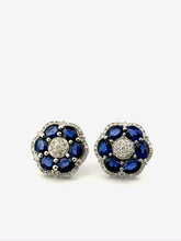 Load image into Gallery viewer, Flower Sapphire Diamond Earrings
