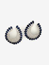 Load image into Gallery viewer, Half Moon Diamond and Sapphire Earrings
