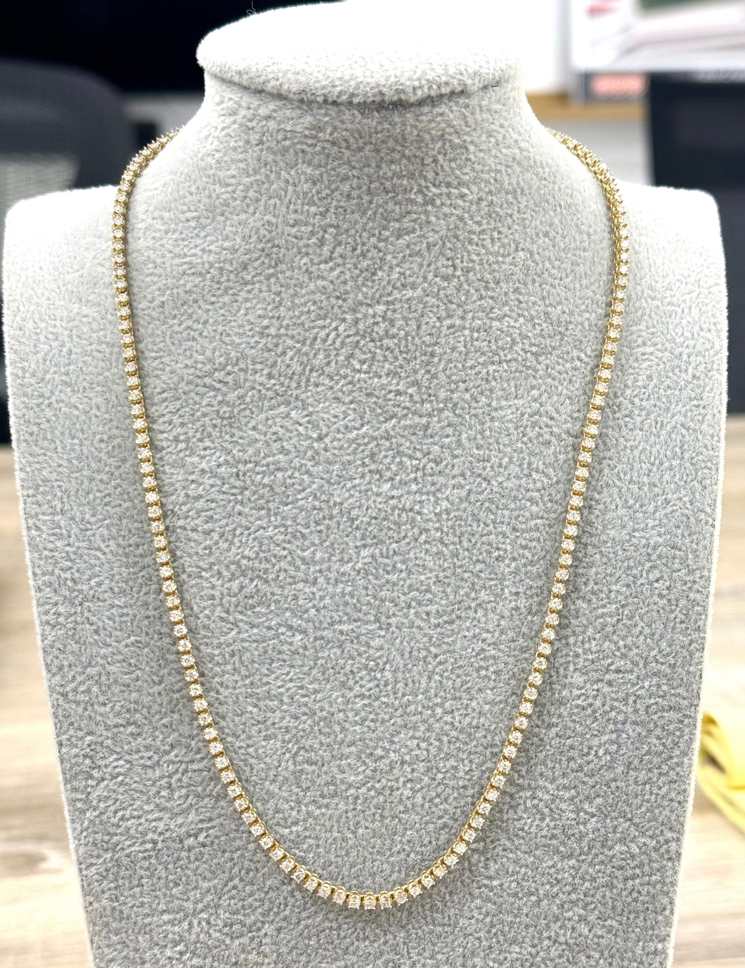 Diamond Tennis Necklace Yellow Gold