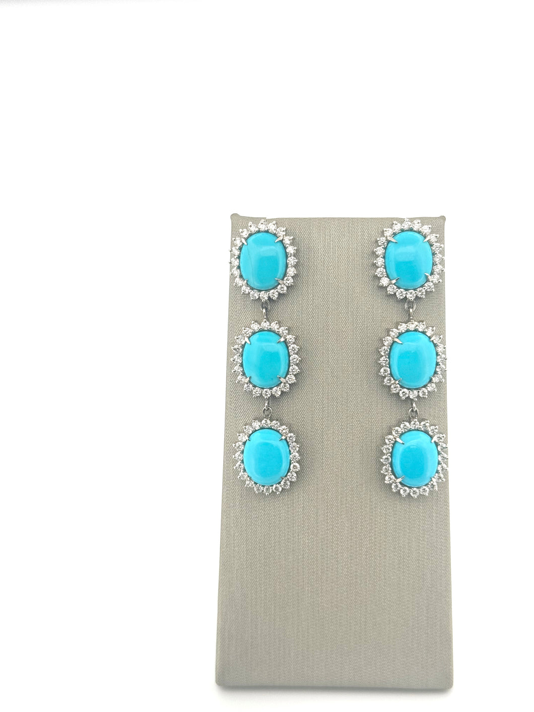 Turquoise and Diamond Triple Drop Earrings