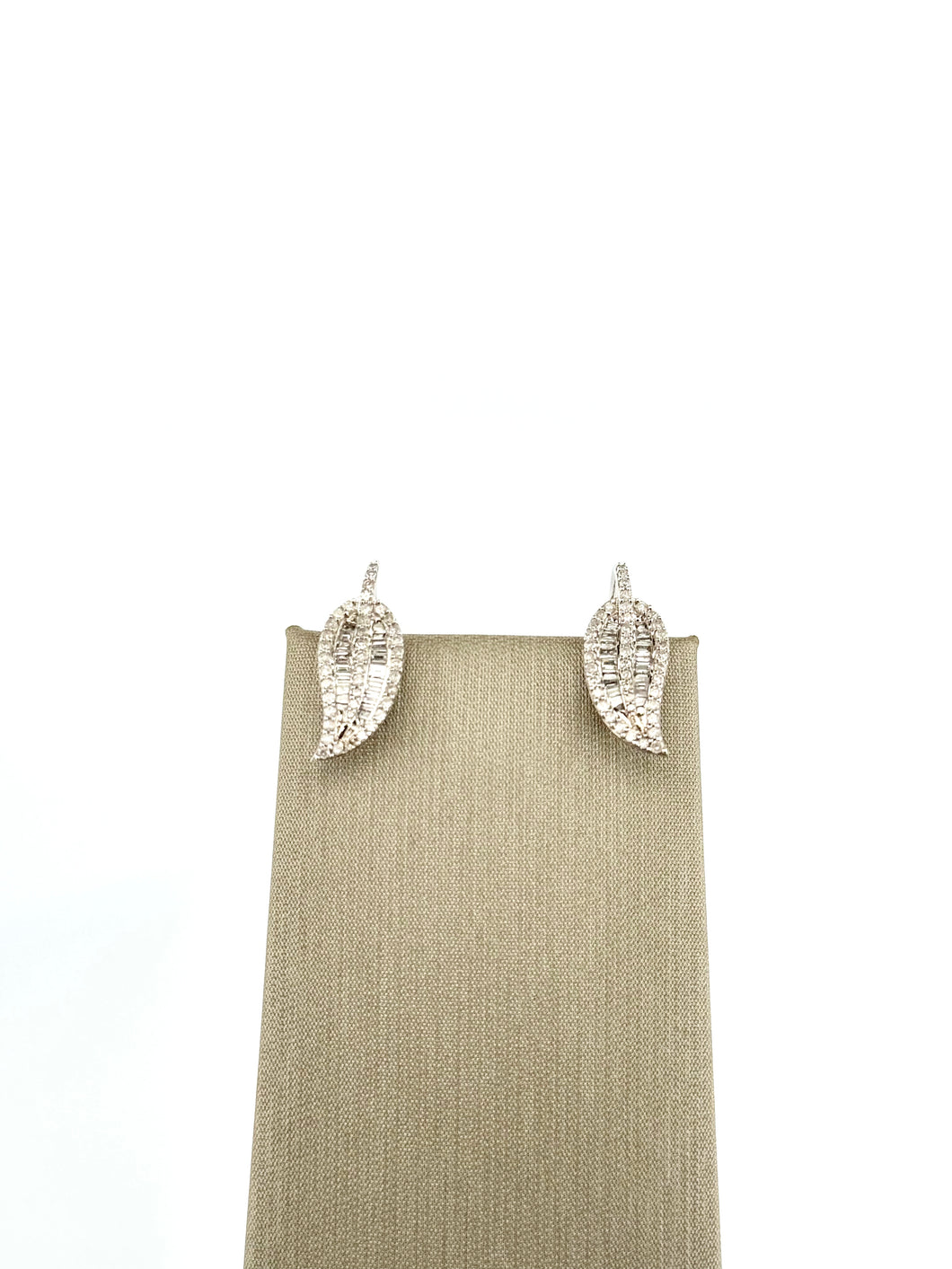 Baguette Leaf Diamond Drop Hoop Earrings